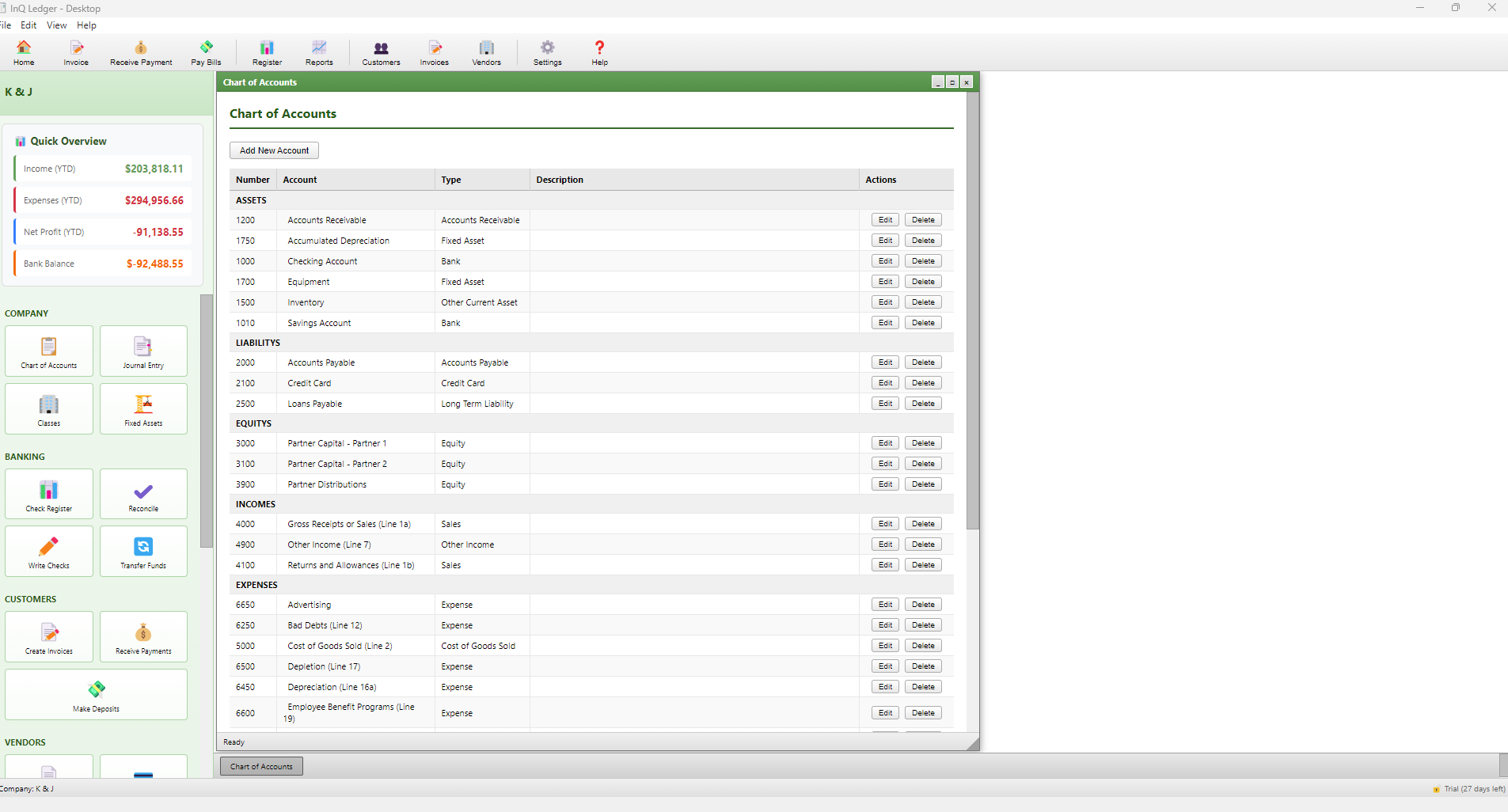 Chart of Accounts
