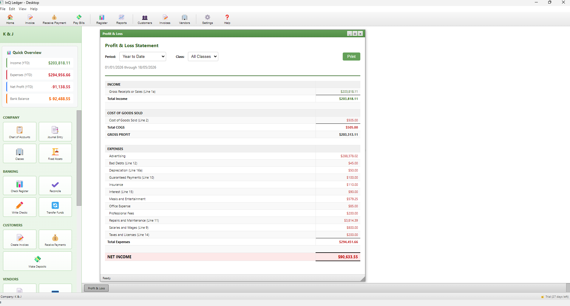 Profit and Loss Report